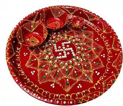 Karwa Chauth Thali Set | Puja Thali with Channi, Kalash, Diya & Akshat