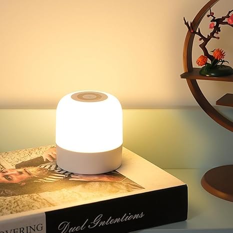 Table Lamp White Touch Control Dimmable Adjustable Brightness Night Light Bedside Table Lamp for Baby Kids for Bedroom Living Room Study LED