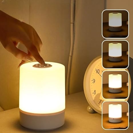 One94Store Touch Control LED Table Lamp β USB Rechargeable, Touch Control Night Light with 3-Color Dimmable Brightness for Bedroom, Living Room & Study (White, Pack of 1)