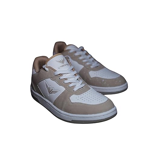 Two-Tone Sneakers, White and Beige, Premium Shoe