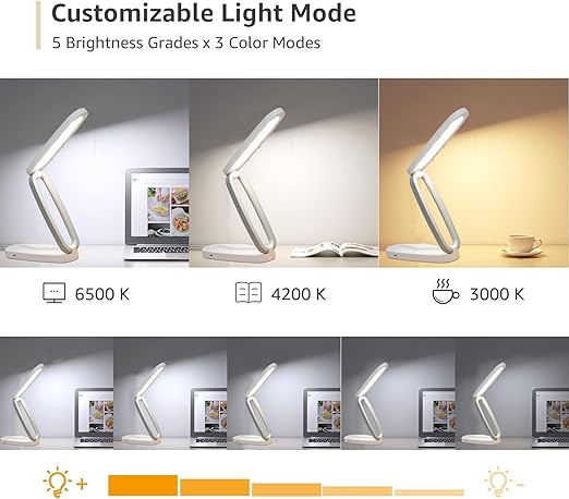 Fulminare Plastic LED Desk Lamp Dimmable Reading Table Lamp with USB Charging Port 3 Colour Mode,Touch Control Eye Caring, Desk for Study, Work (Pawn), Assorted