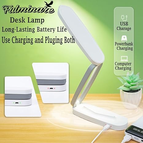 Fulminare Plastic LED Desk Lamp Dimmable Reading Table Lamp with USB Charging Port 3 Colour Mode,Touch Control Eye Caring, Desk for Study, Work (Pawn), Assorted