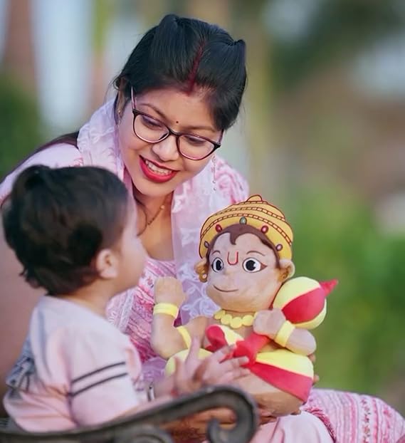 aurbo Baby Lord Hanuman Mantra Chanting Soft Toys (Medium, 35cm) Birthday Gift for Kids, Musical Soft Toys for Baby Girl & Boy, Plush Toy, Best Gift for Infants (Hanuman Soft Toy)