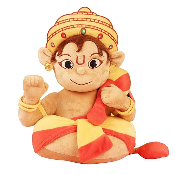 aurbo Baby Lord Hanuman Mantra Chanting Soft Toys (Medium, 35cm) Birthday Gift for Kids, Musical Soft Toys for Baby Girl & Boy, Plush Toy, Best Gift for Infants (Hanuman Soft Toy)