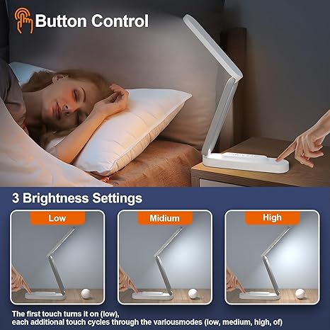 Fulminare Plastic LED Desk Lamp Dimmable Reading Table Lamp with USB Charging Port 3 Colour Mode,Touch Control Eye Caring, Desk for Study, Work (Pawn), Assorted