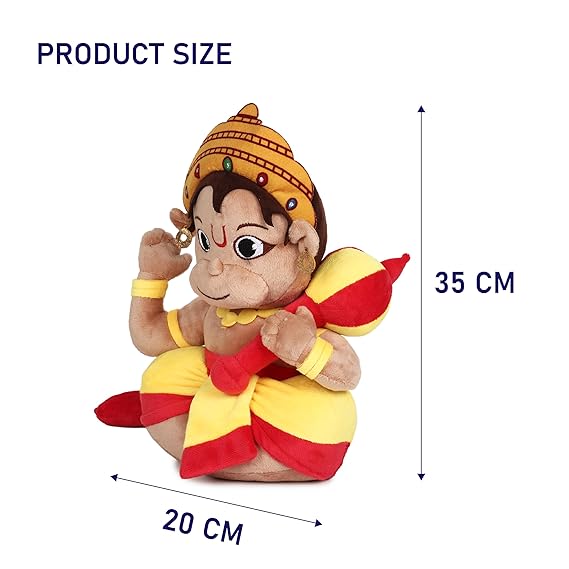 aurbo Baby Lord Hanuman Mantra Chanting Soft Toys (Medium, 35cm) Birthday Gift for Kids, Musical Soft Toys for Baby Girl & Boy, Plush Toy, Best Gift for Infants (Hanuman Soft Toy)