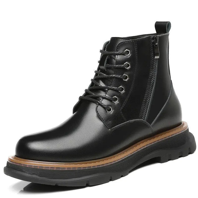 New Men's Boots Cowhide Casual Large Shoes High Top Outdoor Work Boots