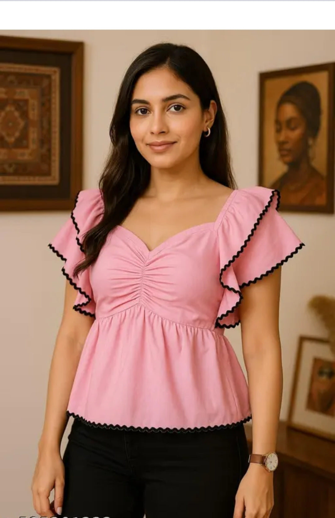 Stylish Puff sleeves tiered blouse top