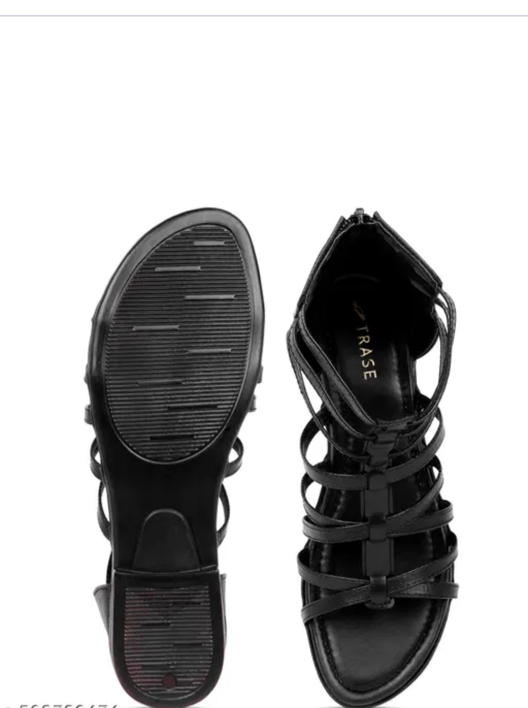 Women's Fashion Sandals | Flat Gladiator Sandals with Zip Closure for Girls | Trendy & Stylish for Formal & Casual Occasions (46066, Black)