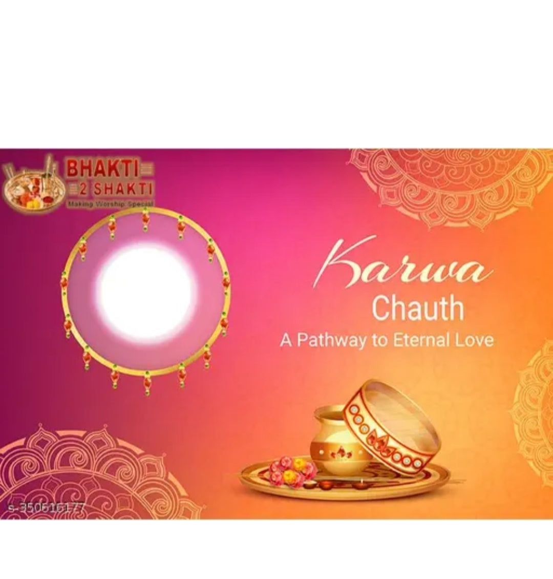 Bhakti2Shakti-Making Worship Special™ - Karwa Chauth pooja samagri Kit | Karwa chauth puja | with 2 Karwa and Channi / Chalni | Karwa choth puja | pooja Kit | vrat katha | choth pooja | fancy design
