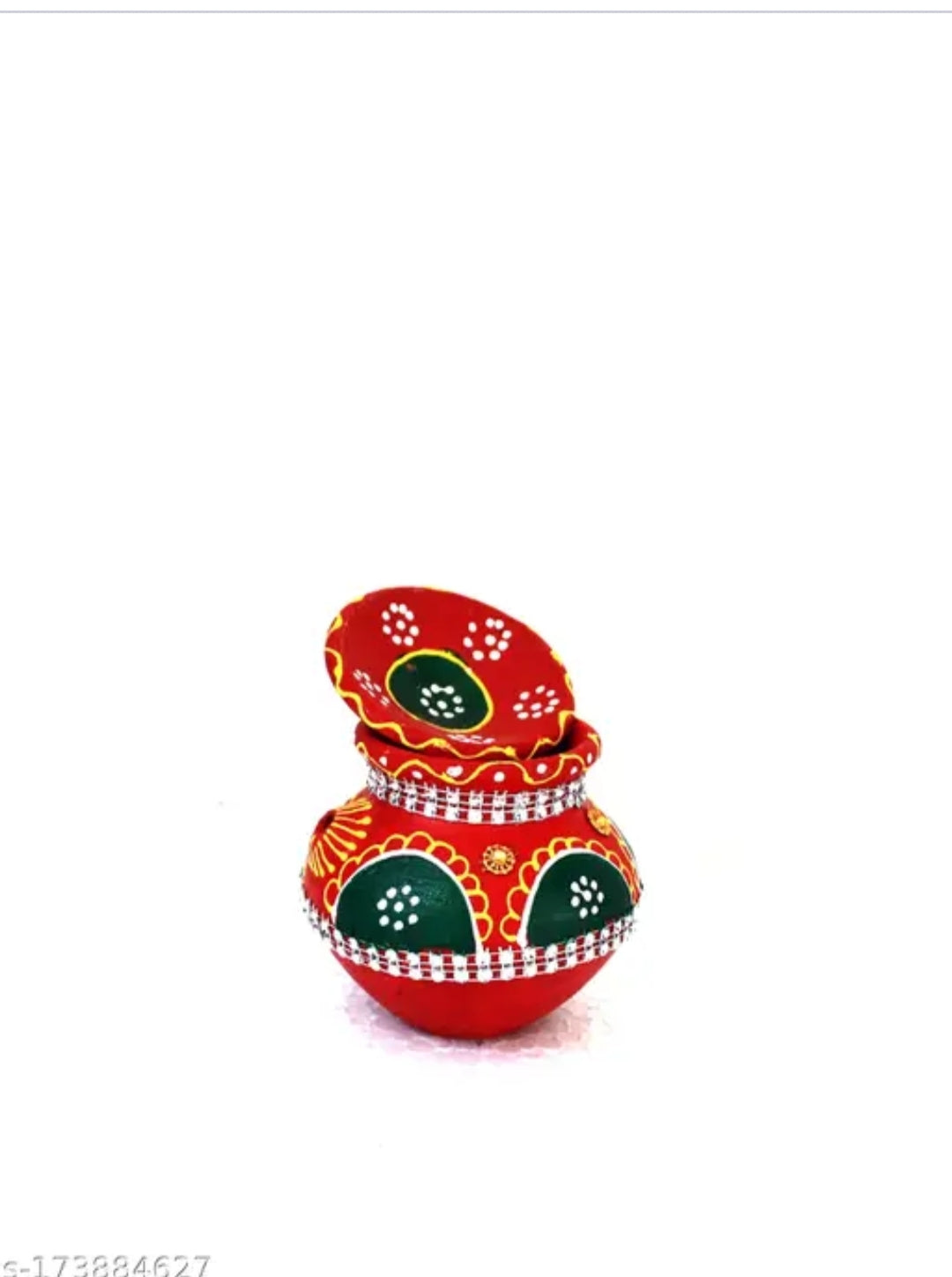 Bossify Clay Karwa Set |Terracotta Kalash | Mitti Karwa | Karwachauth Pooja Set Earthenware (3 Pieces, Multicolor)