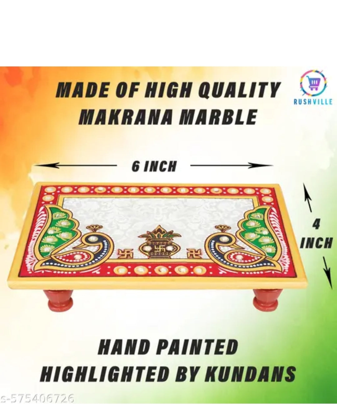 Pack of 5 Floral‑Design Marble Chowkis (4″×4″ & 6″×6″) with Intricate Inlay Work – Elegant Pooja/Decor