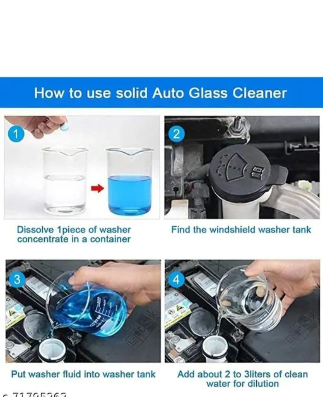 Glamsure Car Accessories 50 PCS/1Set Car Wiper Detergent Effervescent Tablets Washer Auto Windshield Cleaner Glass Wash Cleaning Compact Concentrated Tools
