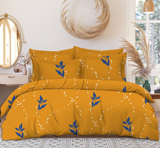 Cotton Elastic King Bedsheet with 2 Pillow Covers – Yellow, 160 TC