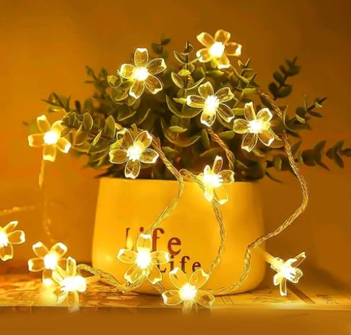 Silicone Flower Fairy Lights Fairy Lights Outdoor & Indoor For Home Decoration (Warm White)