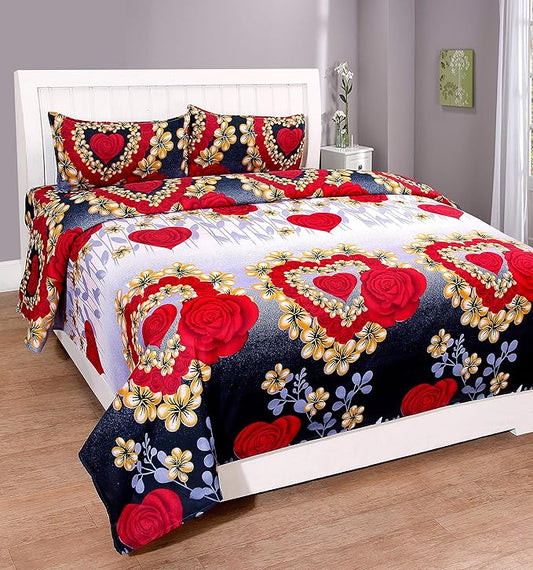 Floral Elegance Double Bed Microfiber Flat Bedsheet