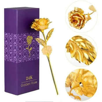 Artificial Golden 24K Gold Plated Rose Flower with Love Stand in Gift Box with Carry Bag Gift Idea for Your Wife, Girlfriend Husbands