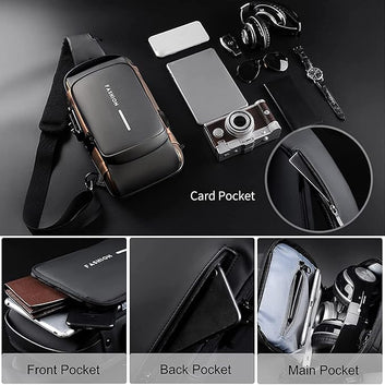 Crossbody Anti-Theft Sling Bag with USB Charging Port – Unisex Waterproof Messenger Bag