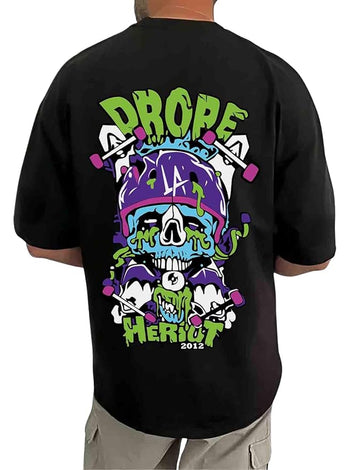 Men’s Black Oversized Half Sleeve Graphic T-Shirt – Streetwear Edition