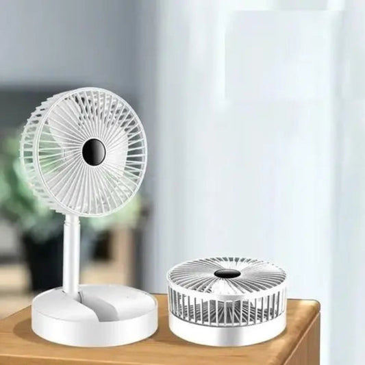 USB Rechargeable Desk Fan Telescopic Electric Desktop Fan Height Adjustable Foldable & Portable
