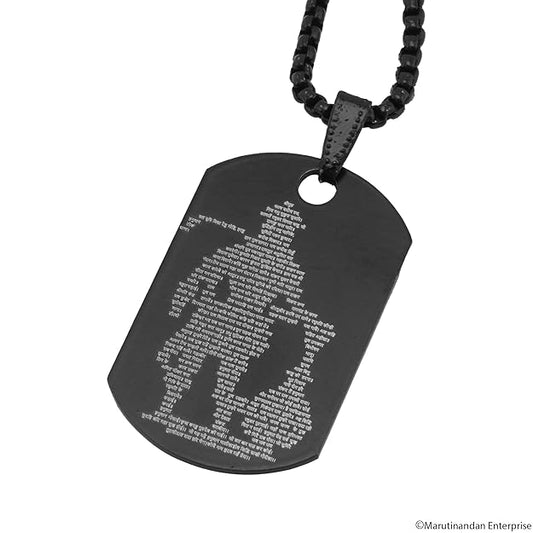 Hanuman Chalisa Locket Micro-Carved Tag Stainless Steel Hanuman Crisscross Chain with Crisscross Chain for Gift, Unisex