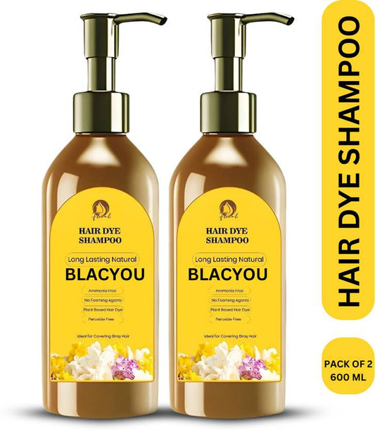Natural Long-Lasting Hair Dye Shampoo – Pack of 2 (600ml Total)