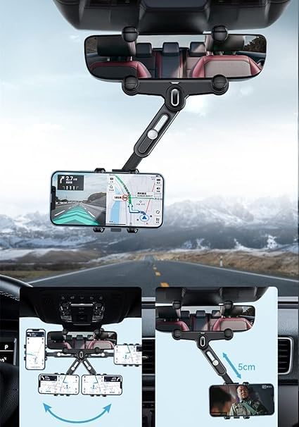 Universal Rear View Mirror Phone Holder – Upgraded Rotatable Car Mount