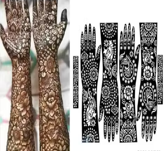 Bridal Mehendi Design Stencil Stickers – Pack of 4