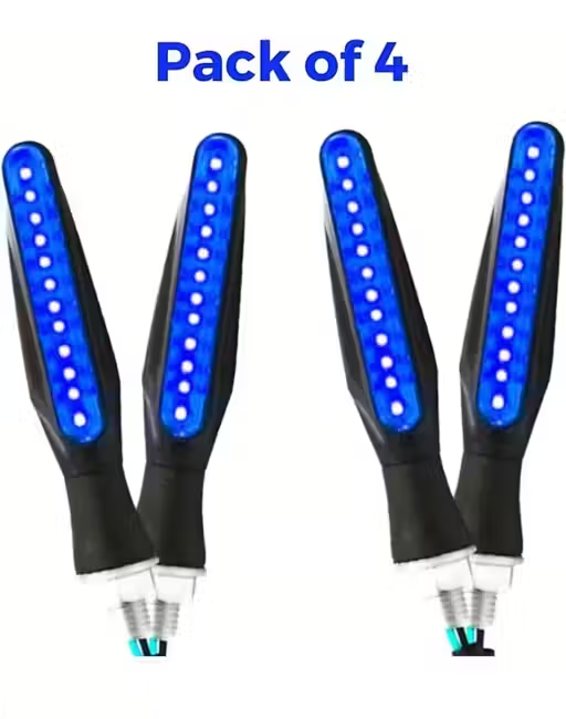 Automotive Universal Bike Indicator LED Bulbs – Blue Turn Signal & Brake Lights (Set of 4)
