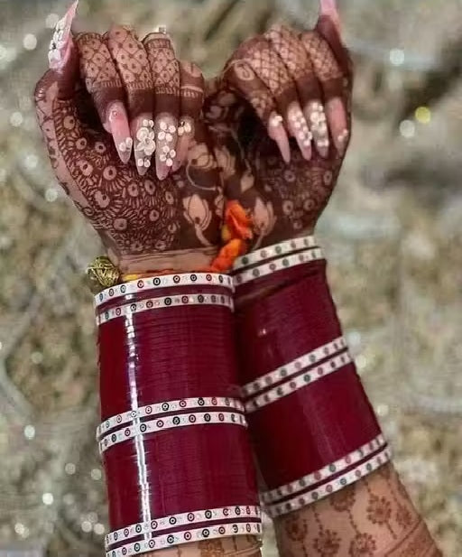 Bridal Accessories | Dulhan Chooda | Maroon Rajasthani Traditional Bridal Chooda for Women