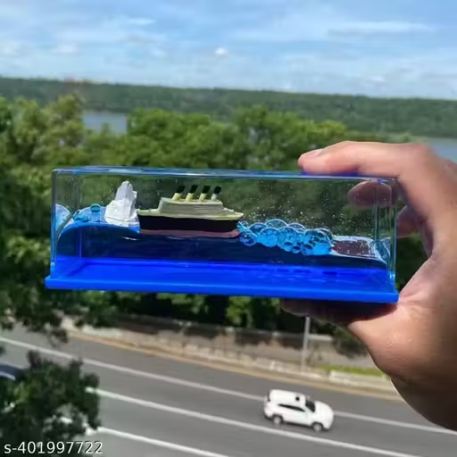 Car Dashboard Decoration, Moving Titanic Liquid Wave Cruise Ship,Nautical Car Dashboard|Living Room|Office|Satisfying|Mind Calming|Smooth Movement