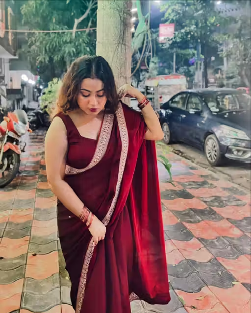 Trending Rangoli Saree with Embroidered Lace Border (Free size)