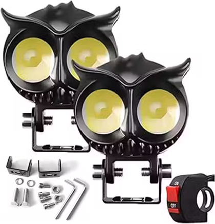 Premium Metal Owl-Shaped LED Fog Light – Yellow & White Dual Beam