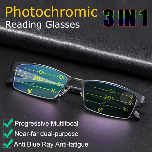 Anti Blue Progressive Reading Glasses – 3-in-1 Multifocal Comfort