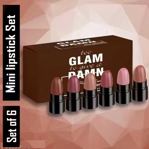 Ronzille Long Lasting Hydrating Mini Lipstick – Pack of 6 (Nude Edition, 6g)