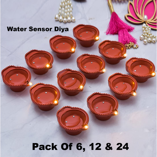 Water Sensor LED E-Diya Set – Flameless Candles for Festivals & Home Décor