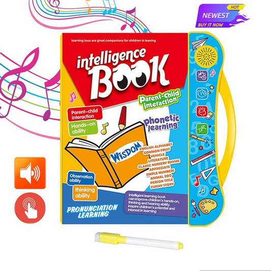 Intelligence Book | Interactive Book - Musical Learning Study Book With Numbers Letters