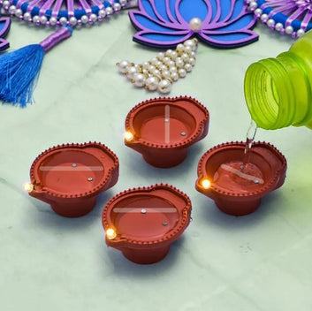 Water Sensor LED E-Diya Set – Flameless Candles for Festivals & Home Décor