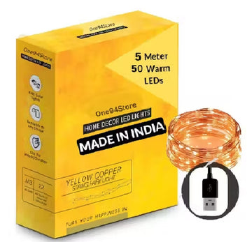 50 LED Warm White String Light – 5 Meter Heavy Duty Copper Pixel Rice Light (Pack of 1)
