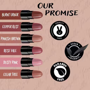 Ronzille Long Lasting Hydrating Mini Lipstick – Pack of 6 (Nude Edition, 6g)