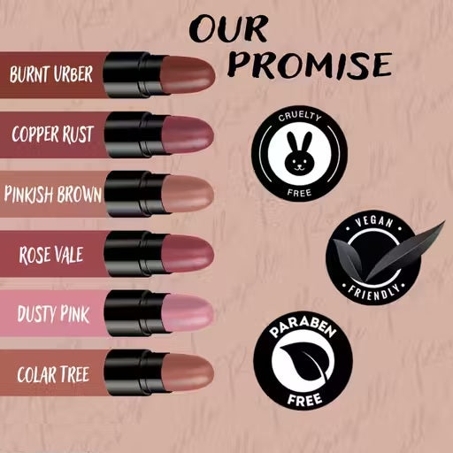 Ronzille Long Lasting Hydrating Mini Lipstick – Pack of 6 (Nude Edition, 6g)