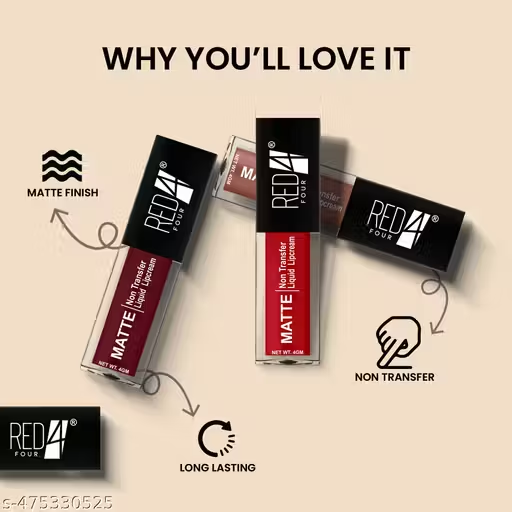 Red4 Miss Perfect Liquid Lip Cream | Non-Transfer, Matte, Long Lasting & Waterproof