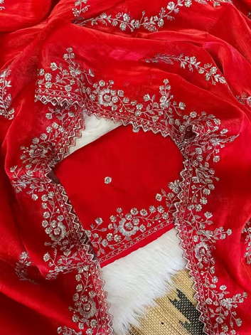 Tranding Fancy Embroidered Saree With Blouse and Cut Work | Women's Shimmer Zimmychoo Embroidery Saree With Unstitched Blouse Piece