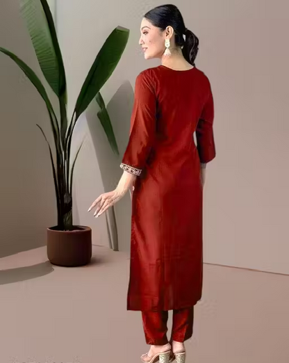 Wedding Kurta Set for Women | Heavy Chanderi Silk Kurti Set with Dupatta & Bottomwear