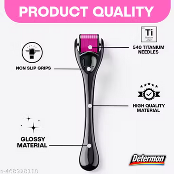 Derma Roller with 540 Titanium Alloy Micro Needles 0.5 mm | Suitable for Beard Also | Reduces Hair Fall | Stimulates Hair Follicles | Easy to use | Safe & Effective | darma roller | derma roller 0.5