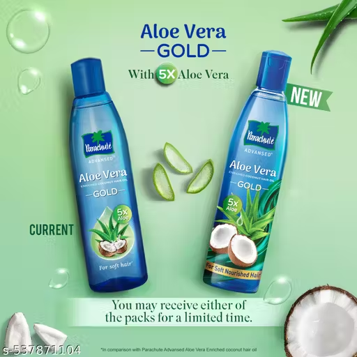 Parachute Advansed Aloe Vera Enriched Coconut Hair Oil Gold | 5X Aloe Vera with Coconut Oil | 400ml - 1 Bottle
