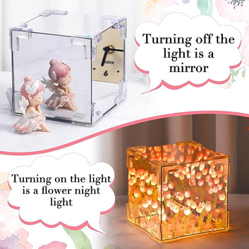 Cube Tulip Night Lamp  Led Decorative Nights Lamp For Bedroom (Multicolor 1 Set)