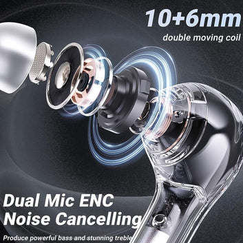 Wireless Bluetooth 5.3 In-ear With Microphones & Transparent LED display, 200mah Battery (1 Pc)