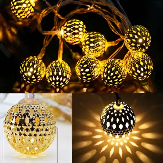 Moroccan Ball 11ft 14 LED Warm-White Fairy String Lights – Elegant Diwali & Home Decoration
