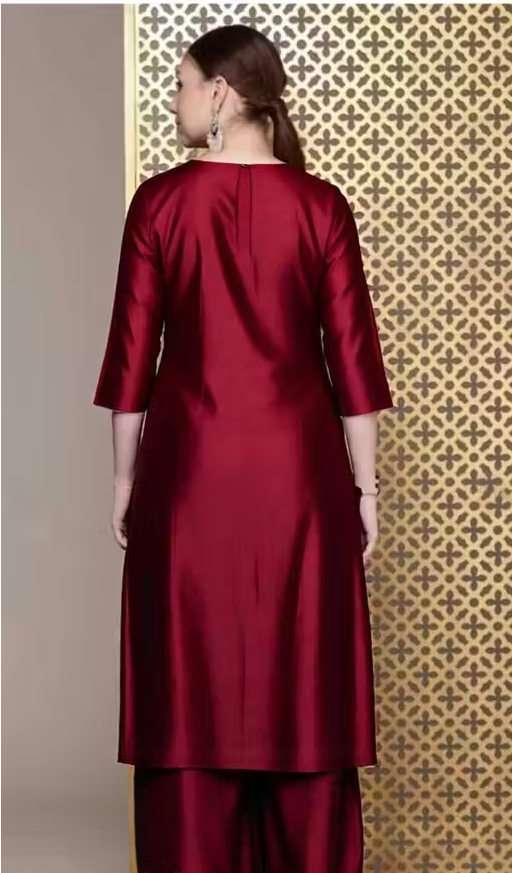 Women Sequence Design Straight Kurta with Palazzo – Maroon | AGANVI